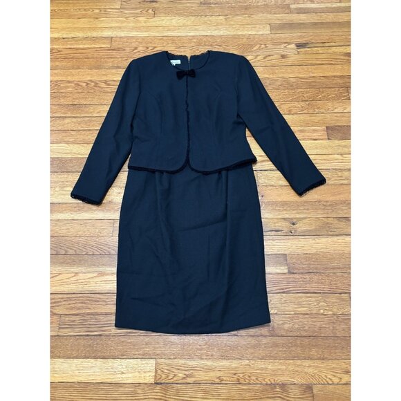 Vintage Talbots Womens Long Sleeve Dress Size 8 Black Wool Modest Formal Shift - Picture 1 of 6